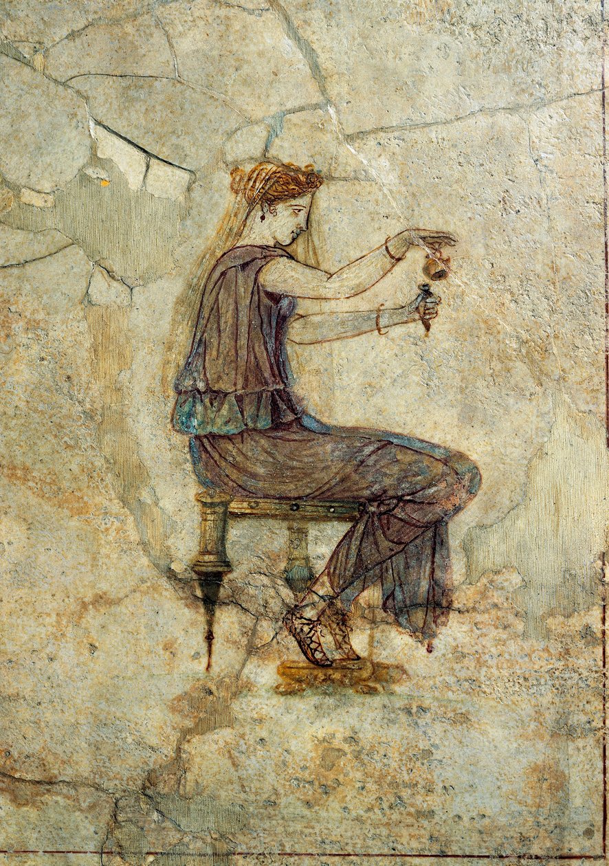 Civilización romana, fresco que representa a una chica vertiendo perfume, de Pompeya de Roman Roman