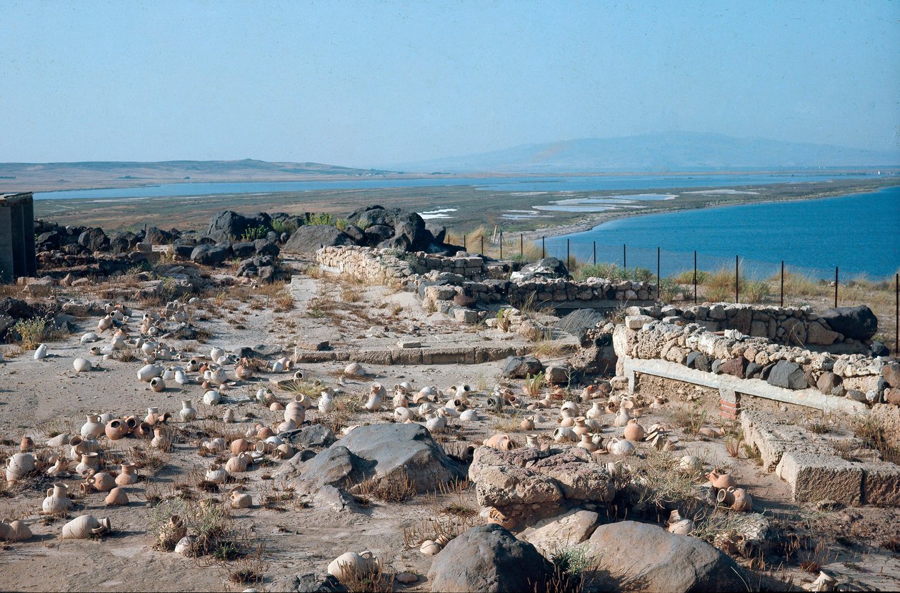 Vista del sitio de la ciudad de Tharros, antiguo puerto púnico-romano, fundado por los fenicios en Cerdeña, Italia de Roman Roman