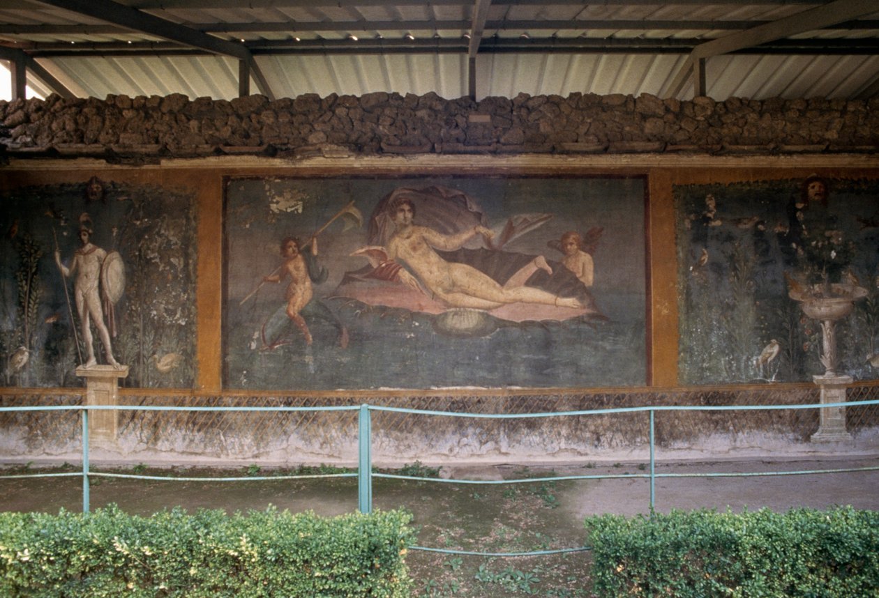 Venus en la concha, fresco del peristilo de la Casa de Venus en la Concha, Pompeya (Lista del Patrimonio Mundial de la UNESCO de Roman Roman