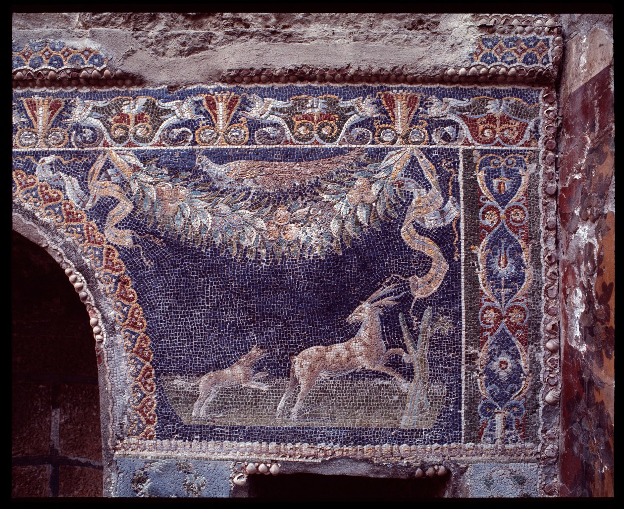 Mosaicos murales del ninfeo de la casa de Neptuno y Anfitrite, sitio de Herculano, siglo V a.C.-siglo I d.C. de Roman Roman