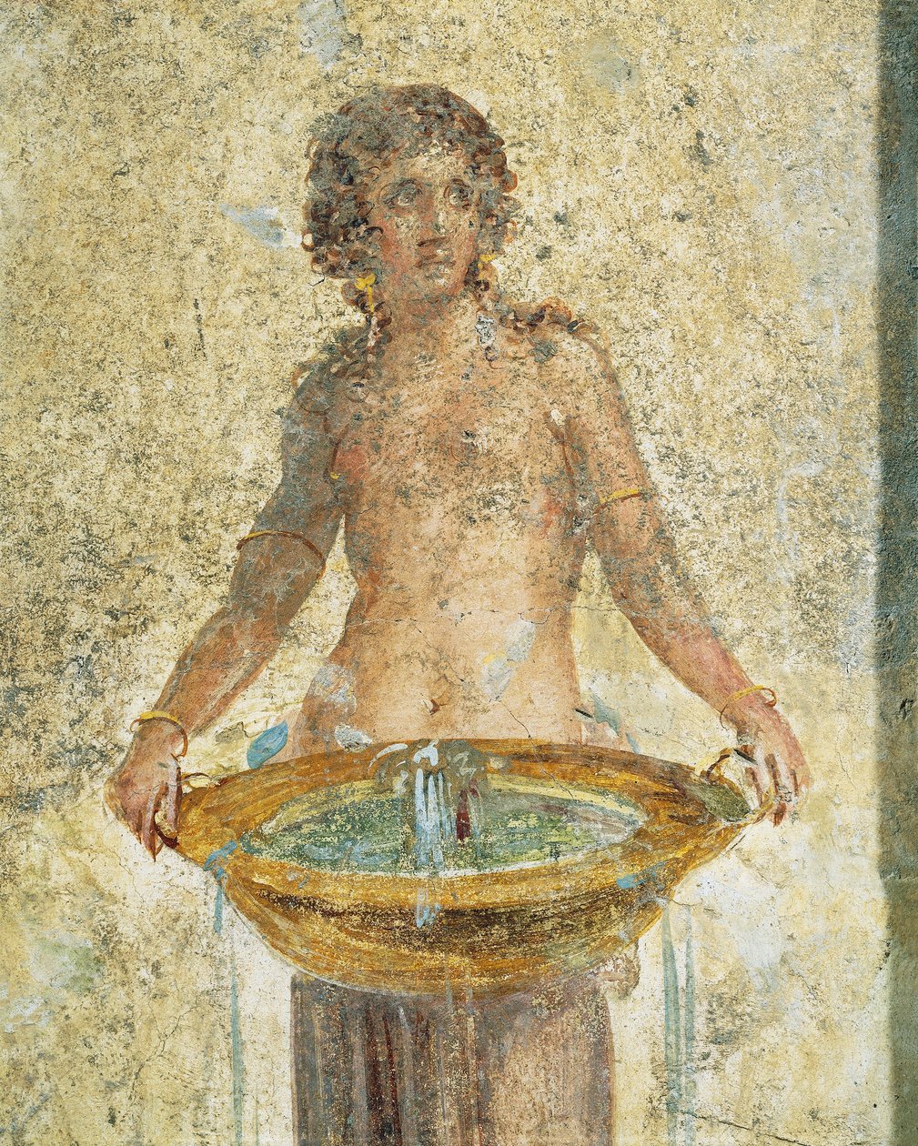 Mujer con cubo de agua, detalle, de Pompeya, Fresco de Roman Roman
