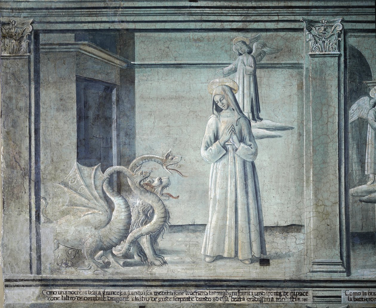 Vida de santa Francisca Romana, perseguida por los demonios en forma de monstruos, de la escuela romana de Roman School