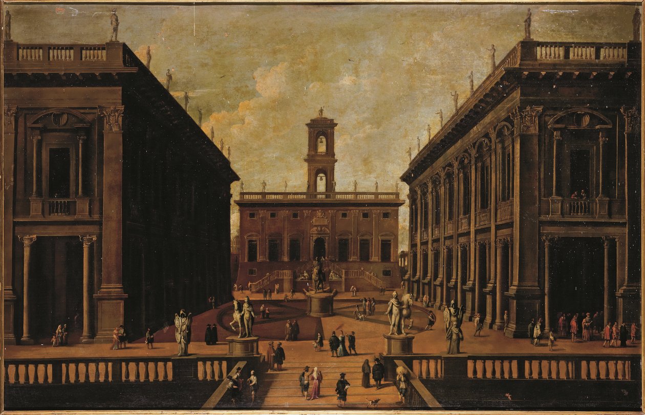 Vista de la Piazza del Campidoglio, Roma de Roman School