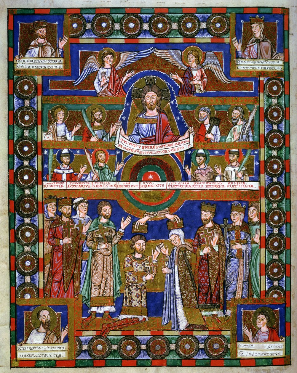 Coronación de Enrique el León y su matrimonio con Matilda, del Evangelio de Enrique el León de Romanesque