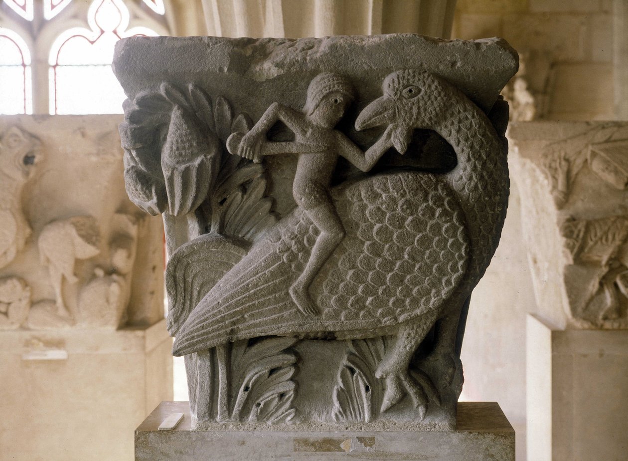 Decoración de una marquesina de la Catedral de San Lázaro de Autun. Arte románico del siglo XIII. Sala Capitular de la Catedral de Autun, Saona y Loira, Borgoña, Francia de Romanesque