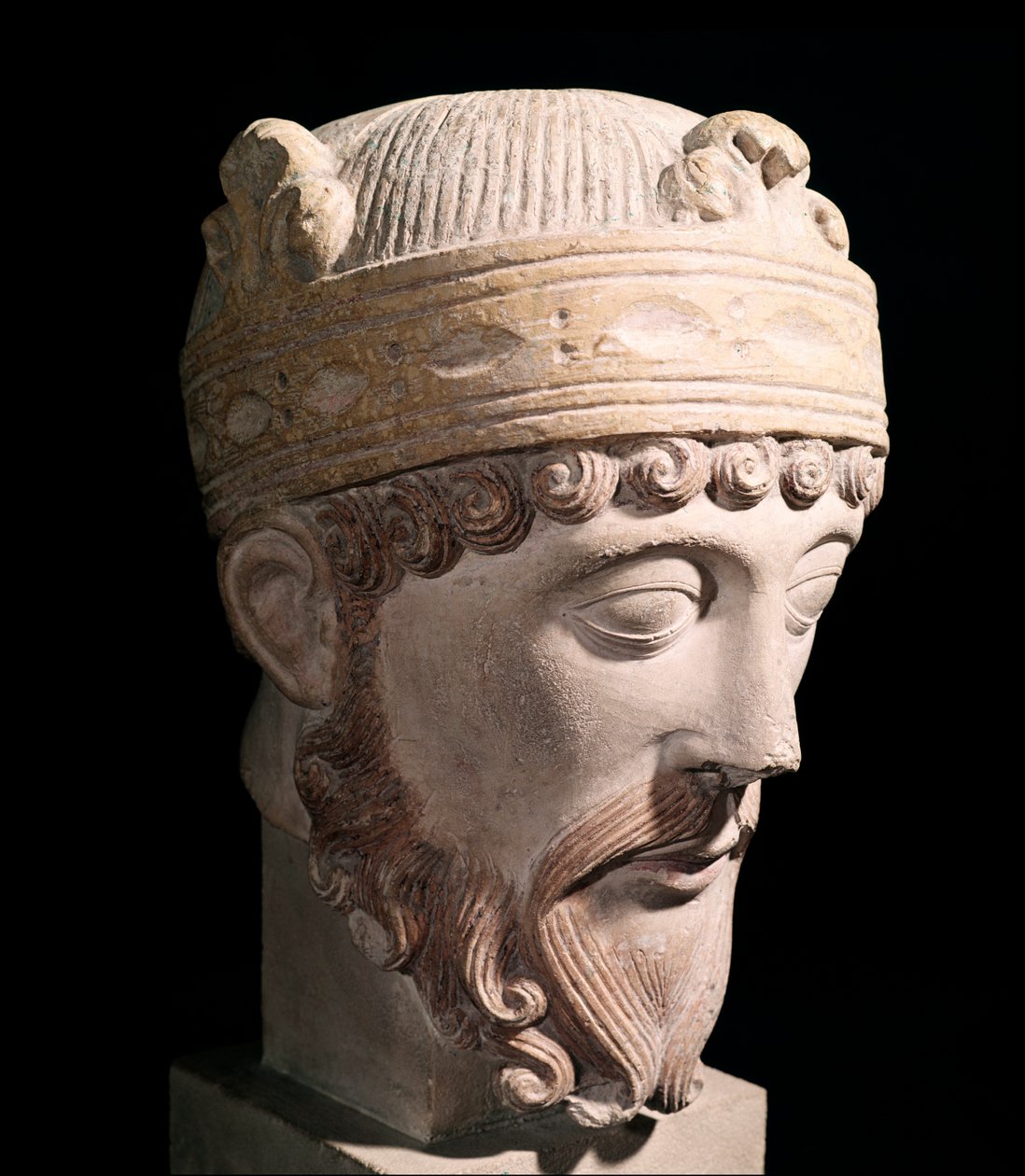 Retrato del rey carolingio de Francia Occidental Lotario de Romanesque