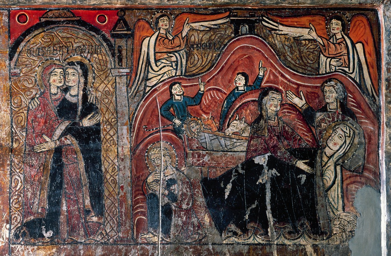 La Visitación y La Natividad con las comadronas Celomi y Salomé (detalle) de Romanesque