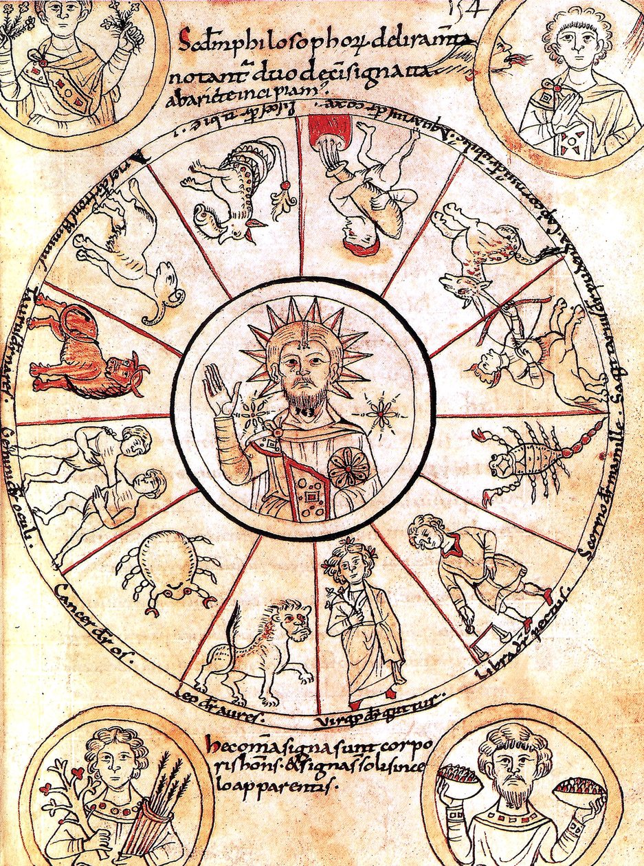 El sol rodeado de signos del zodíaco de Romanesque