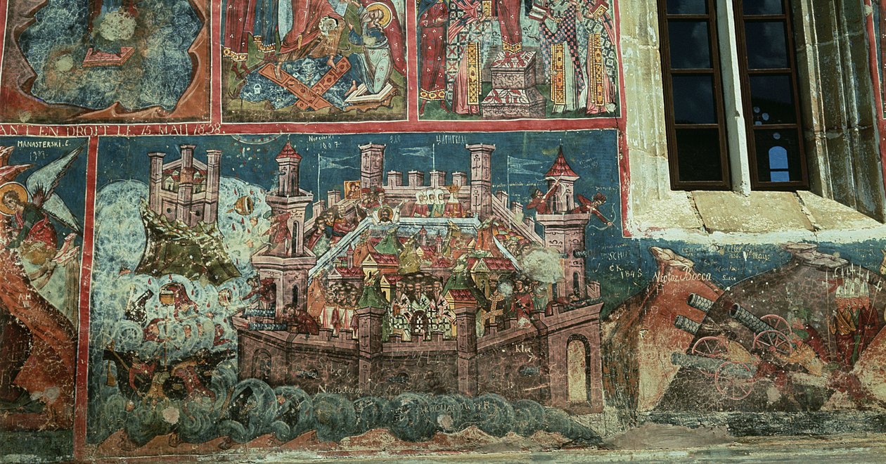 Sitio de Constantinopla por el sultán Mehmet II en 1453 de Romanian School