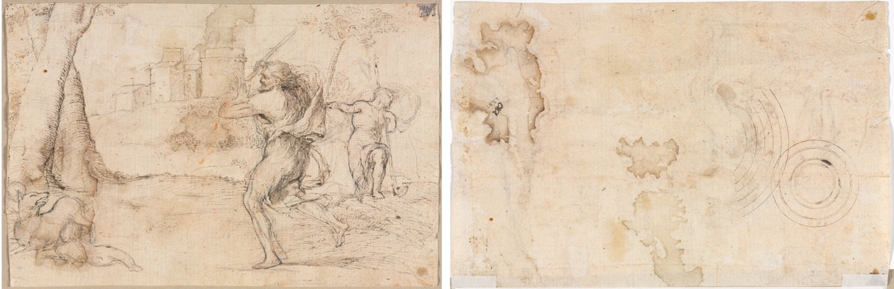 Rómulo y Remo Encontrados por Fáustulo (recto) Círculos Concéntricos (verso) de Romanino