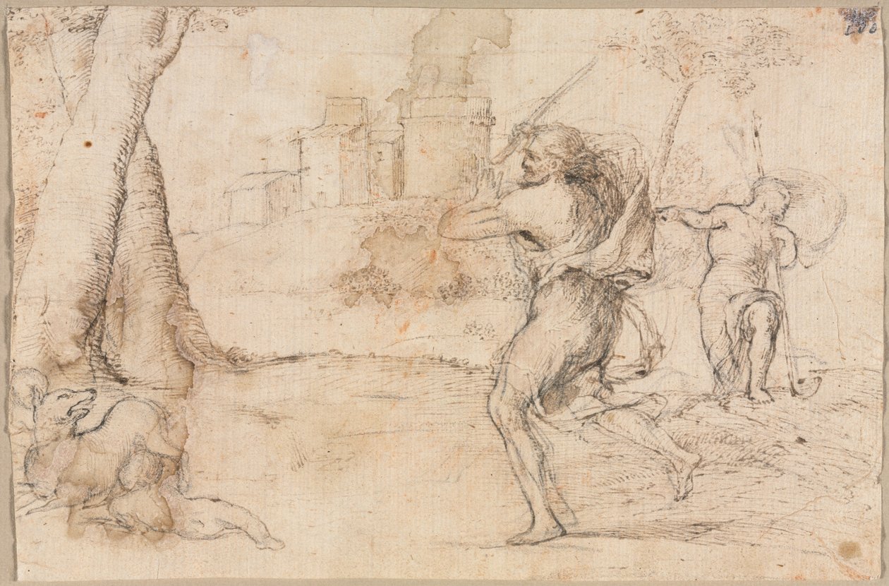 Rómulo y Remo encontrados por Faustulus, c. 1535 de Romanino