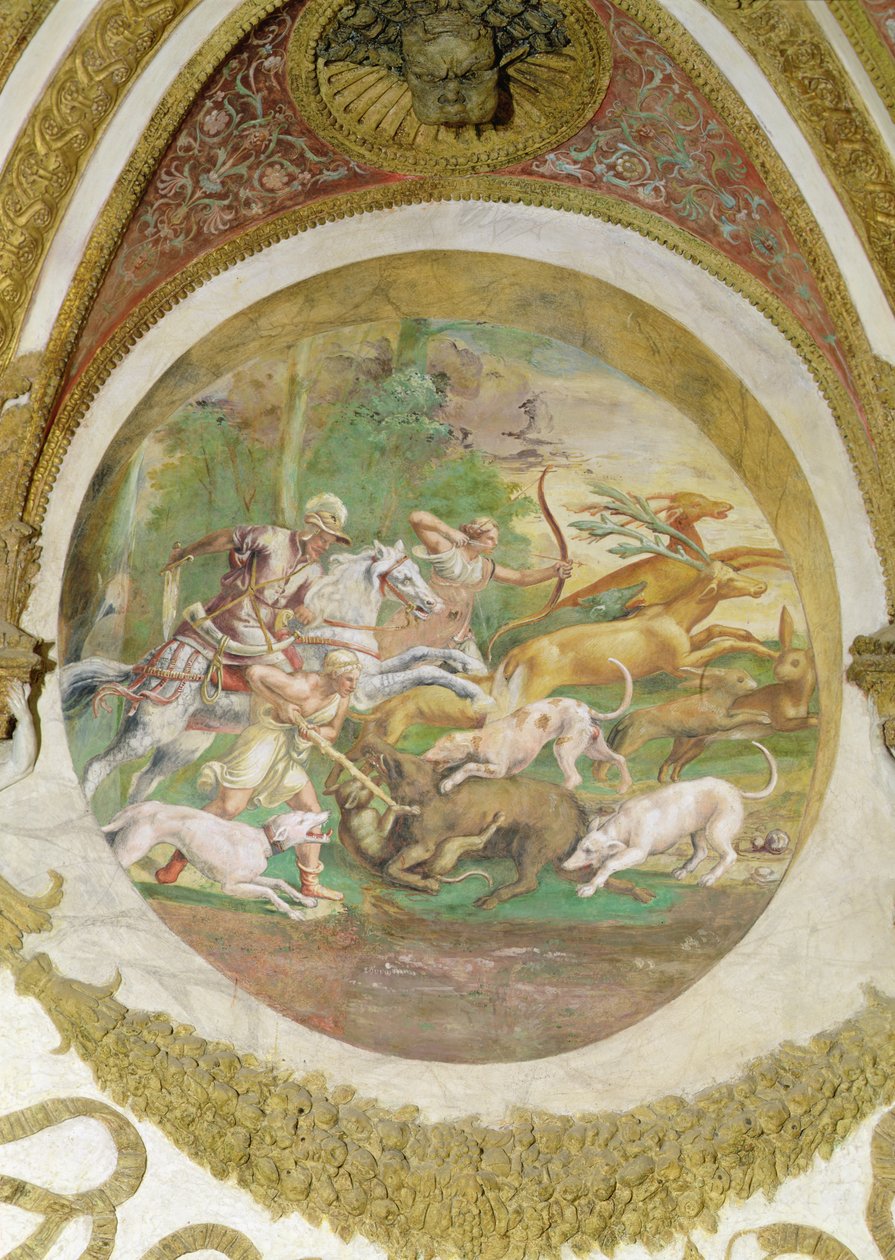 Cámara de los Vientos, caza de ciervos y jabalíes de Romano Giulio