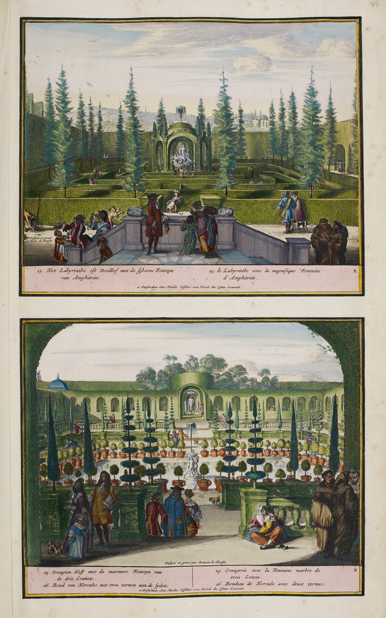 El parque de Enghien, c.1685, ilustración de una 