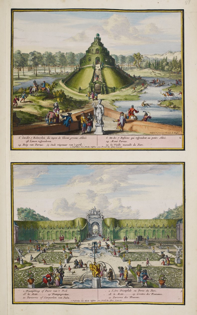 El parque de Enghien, c.1685, ilustración de una 