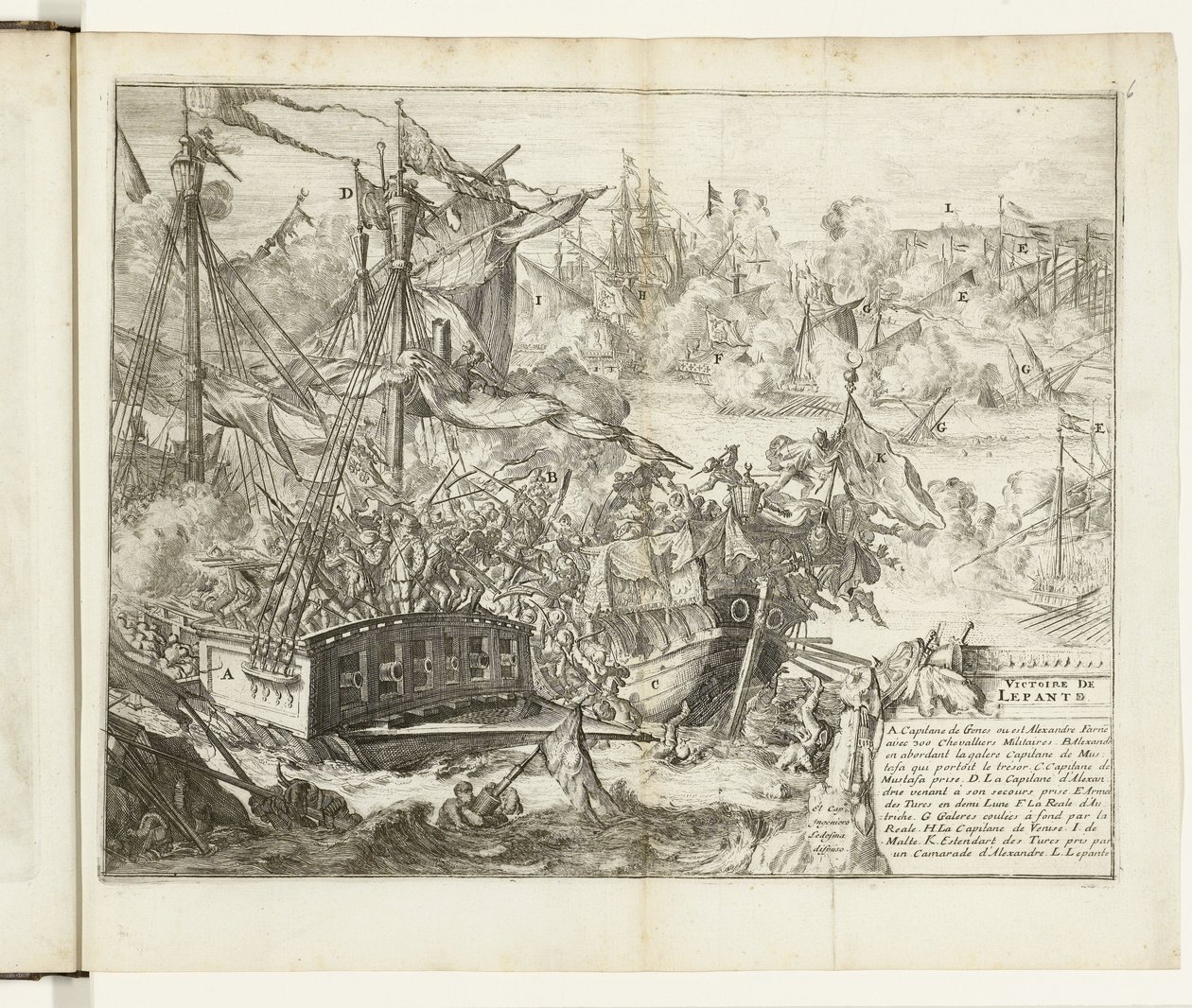 Batalla de Lepanto, 1571 Victoire de Lepanto (título sobre objeto) Guerres de Flandres (título de la serie) de Romeyn de Hooghe (attributed to)