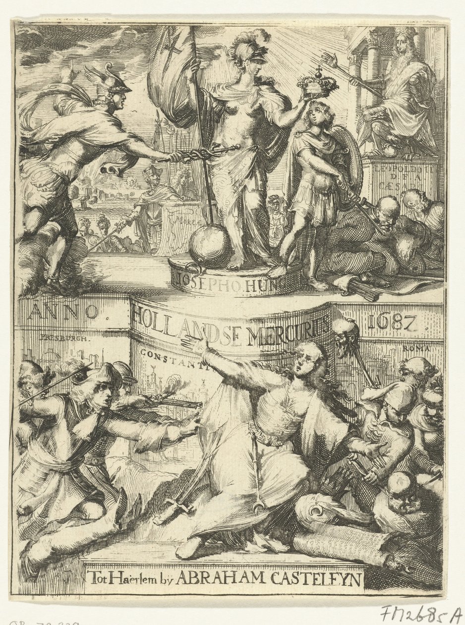 Portada del Mercury holandés sobre el año 1687 de Romeyn de Hooghe (attributed to)