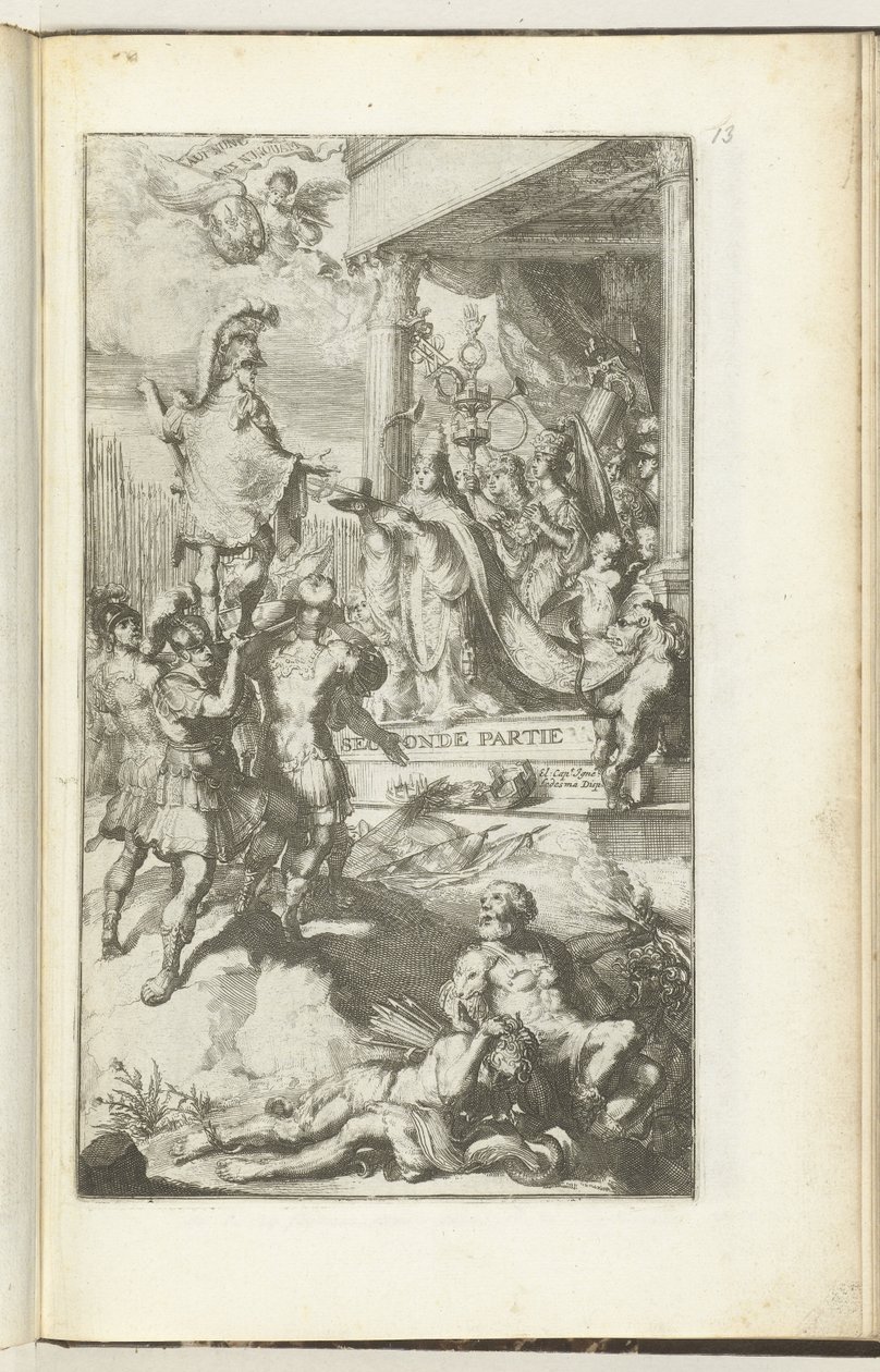 Impresión de título para la segunda parte de Guerres de Flandres Segunda parte (título sobre objeto) Guerres de Flandres (título de la serie) de Romeyn de Hooghe (attributed to)
