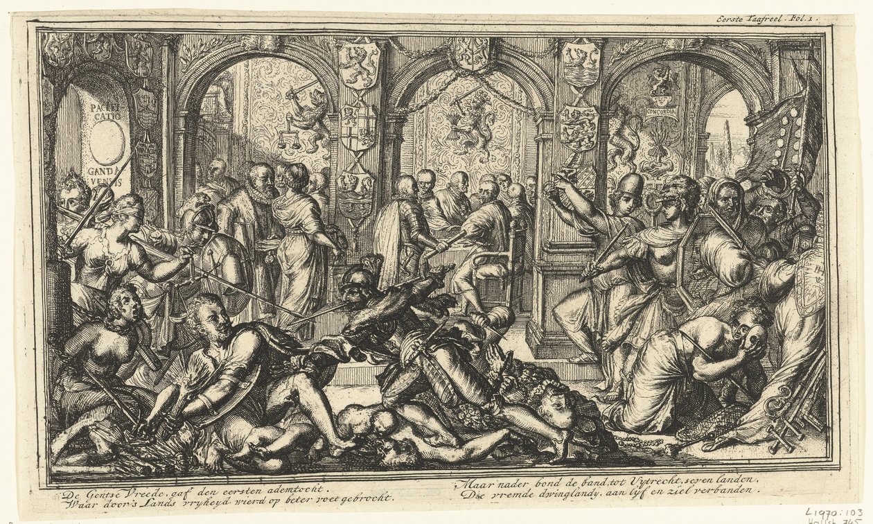 Alegoría de la Unión de Utrecht, 1579 de Romeyn de Hooghe