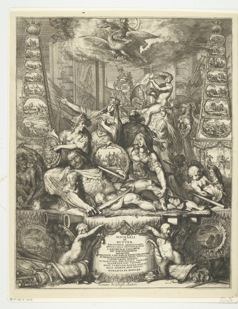 Alegoría de la muerte de Michiel de Ruyter, 1676 de Romeyn de Hooghe