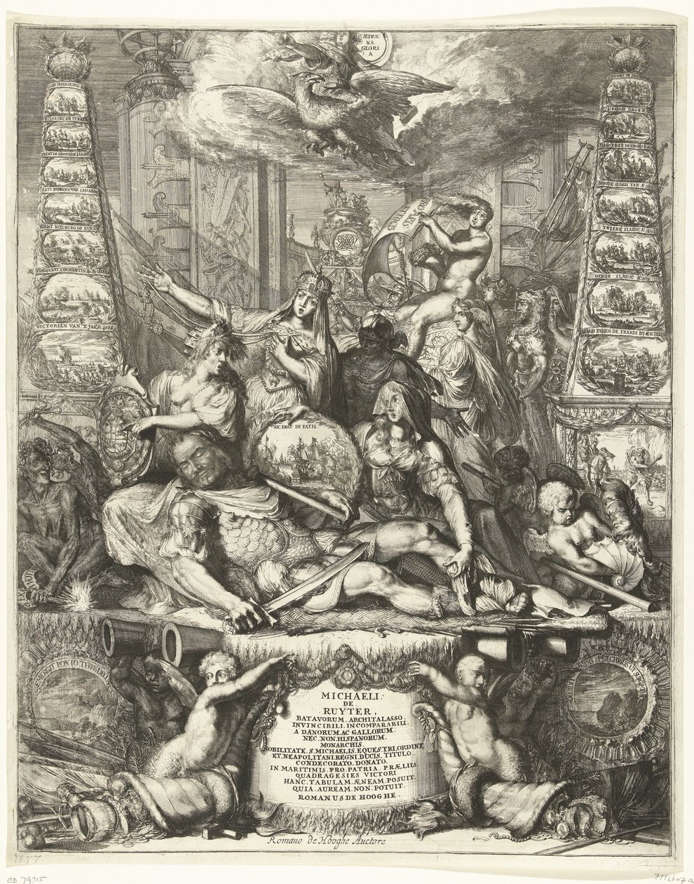Alegoría de la muerte de Michiel de Ruyter, 1676 de Romeyn de Hooghe