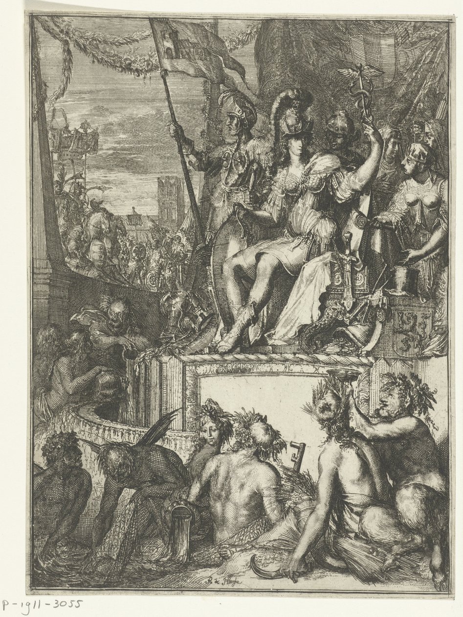Representación alegórica del comercio (marítimo) Colección de Estampas Históricas y Alegóricas. 11 piezas de Romeyn de Hooghe