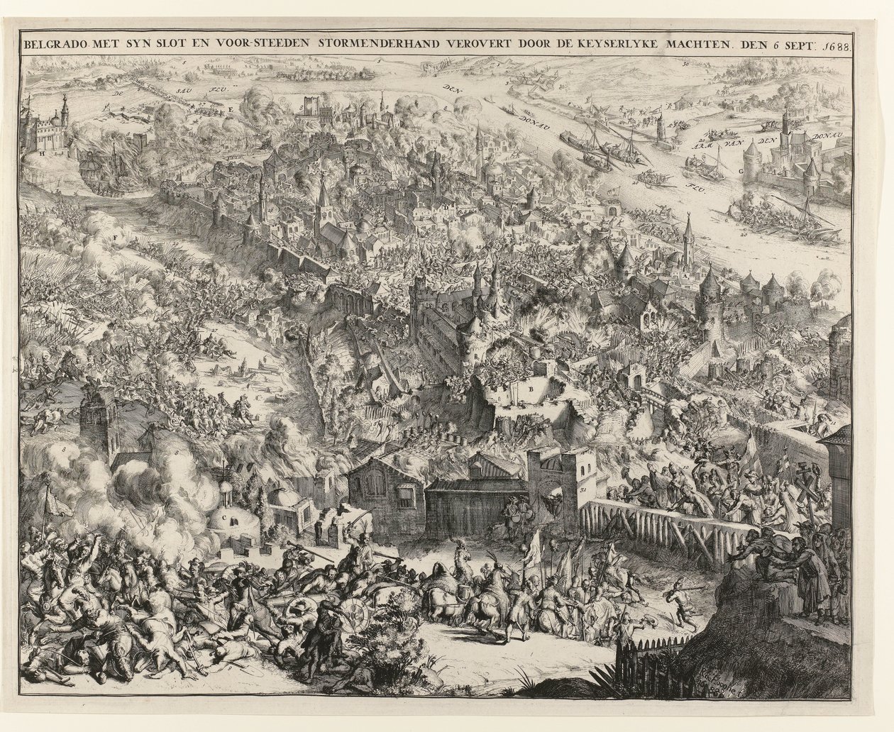 Belgrad tomada por la tormenta por Maximiliano Emanuel, elector de Baviera, el 6 de septiembre de 1688. de Romeyn de Hooghe
