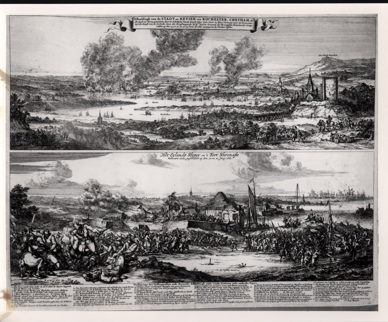 Ataque holandés en el río Medway, 20 y 21 de junio de 1667, grabado por Nicolas Visscher de Romeyn de Hooghe