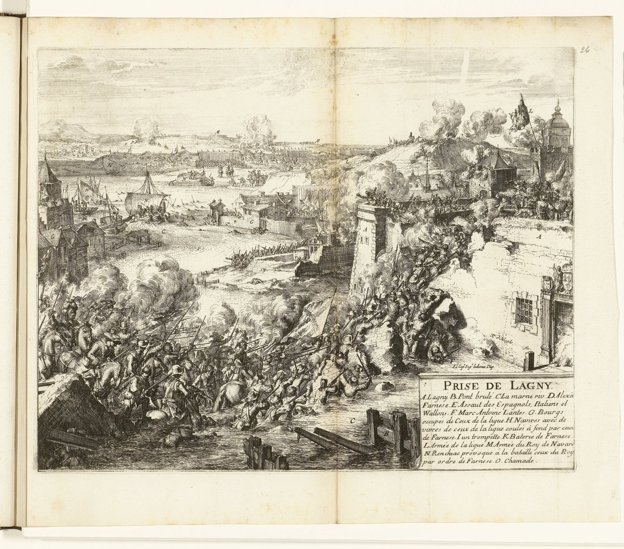 Inname van Lagny, 1589-1590 Captura de Lagny (título sobre el objeto) Guerras de Flandes (título de la serie) de Romeyn de Hooghe