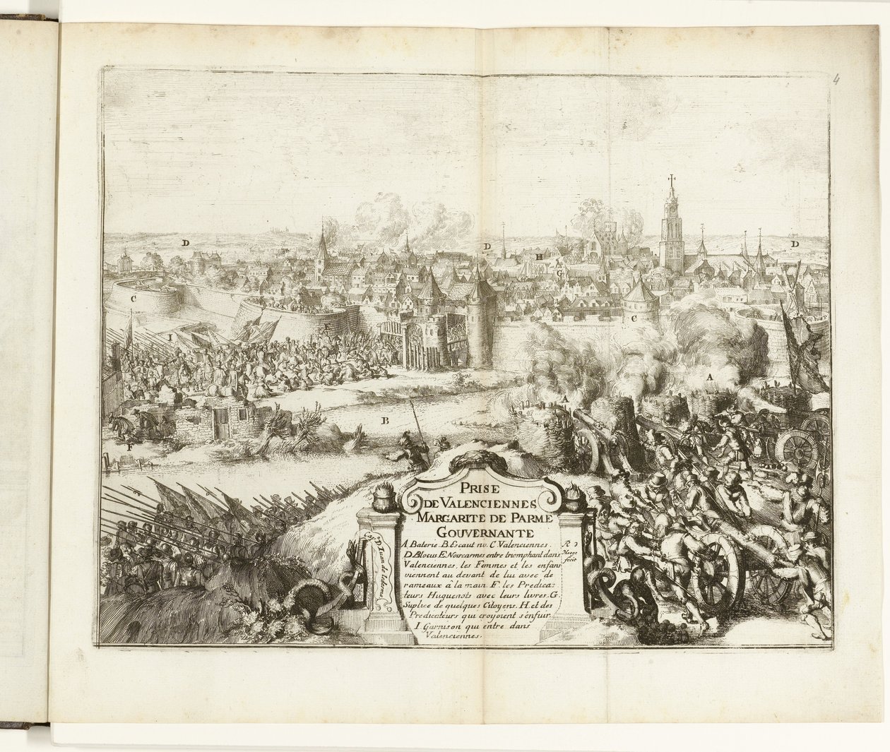 Inname van Valenciennes, 1567 Captura de Valenciennes (título sobre objeto) Guerras de Flandes (título de la serie) de Romeyn de Hooghe