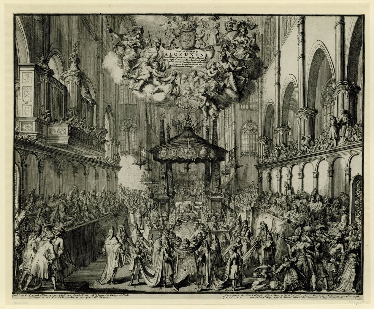Coro de la Abadía de Westminster con el funeral de la reina, 1695 In
