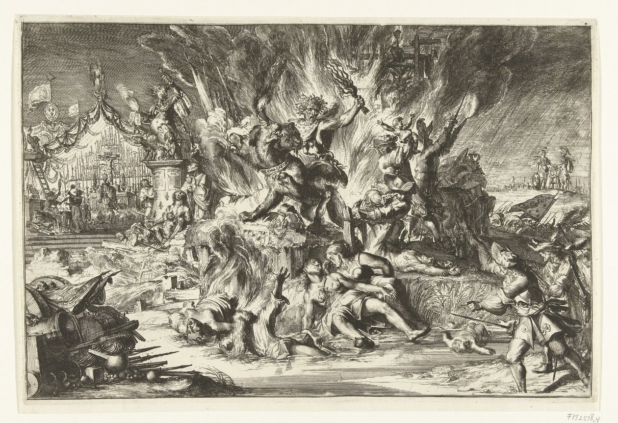 La guerra y la tiranía asolan los Países Bajos de Romeyn de Hooghe