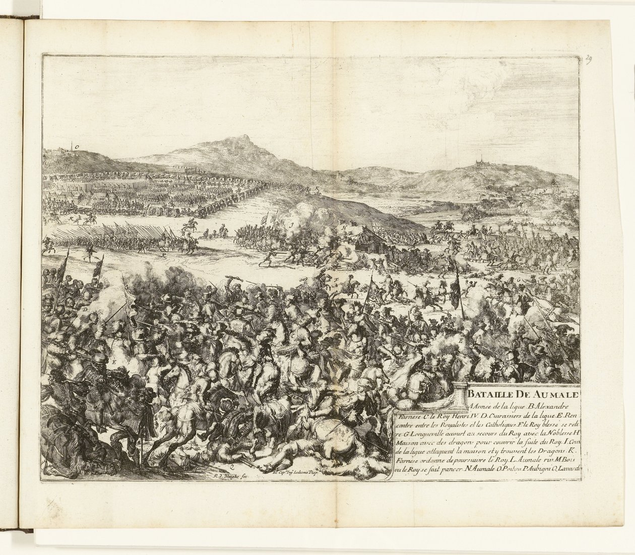 Escoria bij Aumale, 1592 Batalla de Aumale (título sobre objeto) Guerras de Flandes (título de la serie) de Romeyn de Hooghe