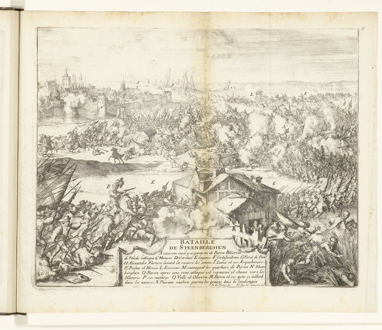 Batalla de Steenbergen, 1583 Bataille de Steenberghen (título sobre objeto) Guerres de Flandres (título de la serie) de Romeyn de Hooghe