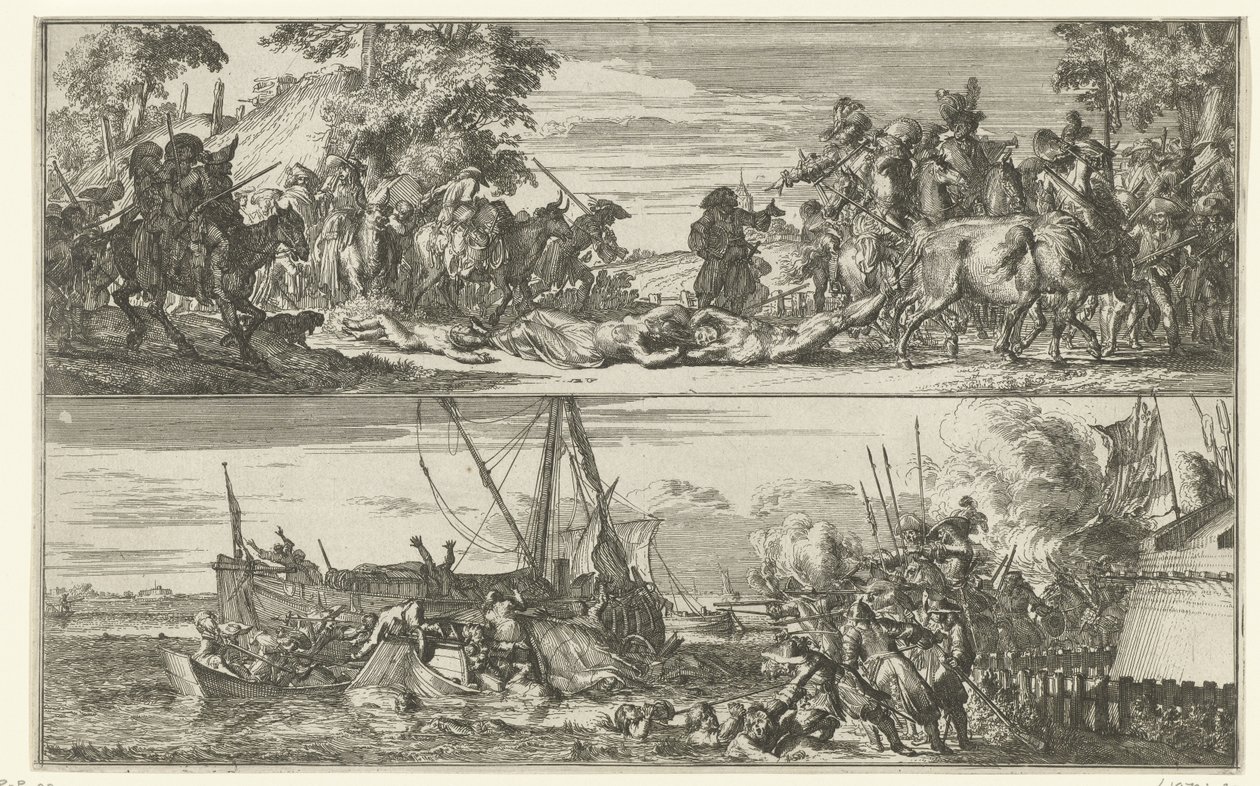 Dos representaciones de atrocidades francesas, 1672 de Romeyn de Hooghe