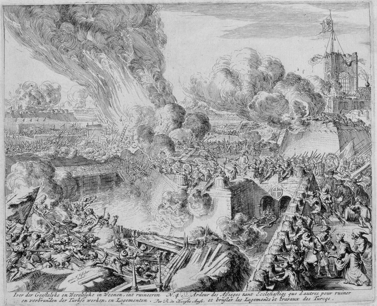 Ciclo de impresiones de Viena, Defensa de las fortificaciones de Viena por civiles, 1683 de Romeyn de Hooghe