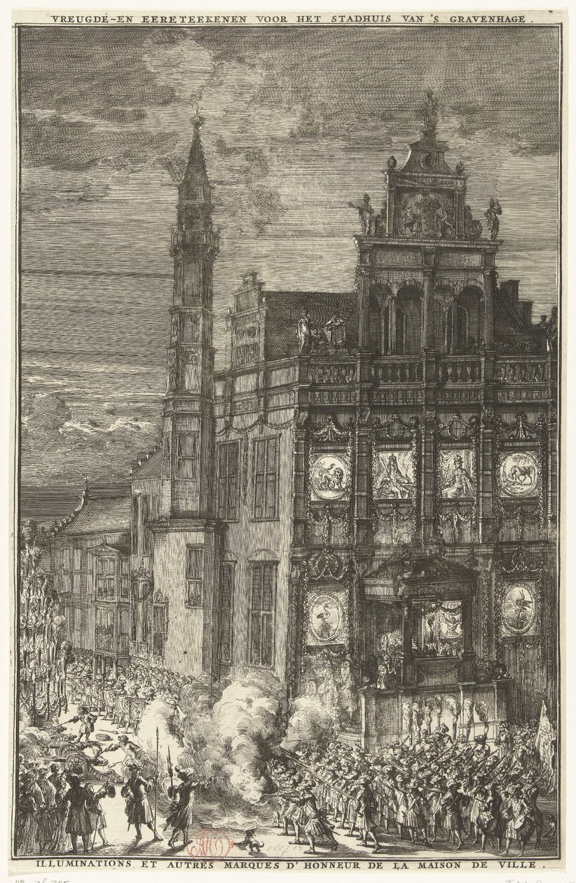 Signos de alegría ante el ayuntamiento, 1691 de Romeyn de Hooghe
