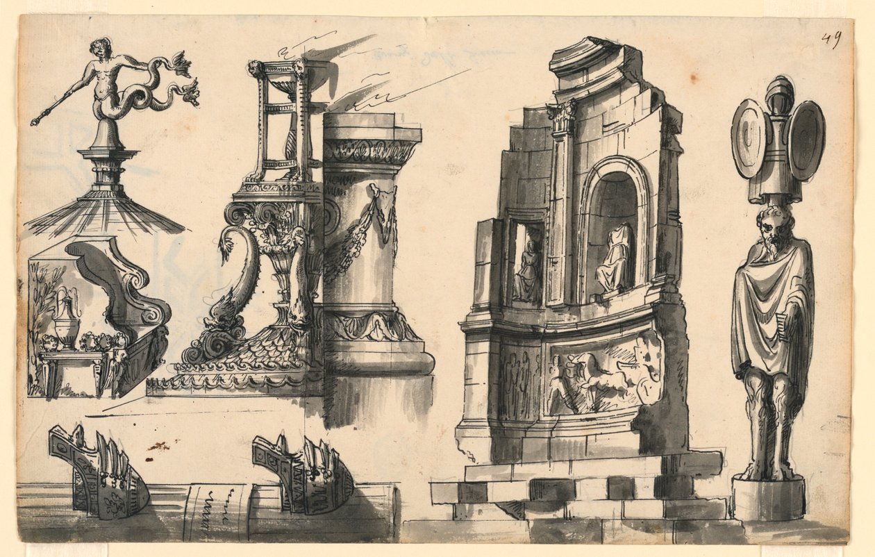 Detalles arquitectónicos en estilo clásico y pseudo-clásico de Romolo Achille Liverani