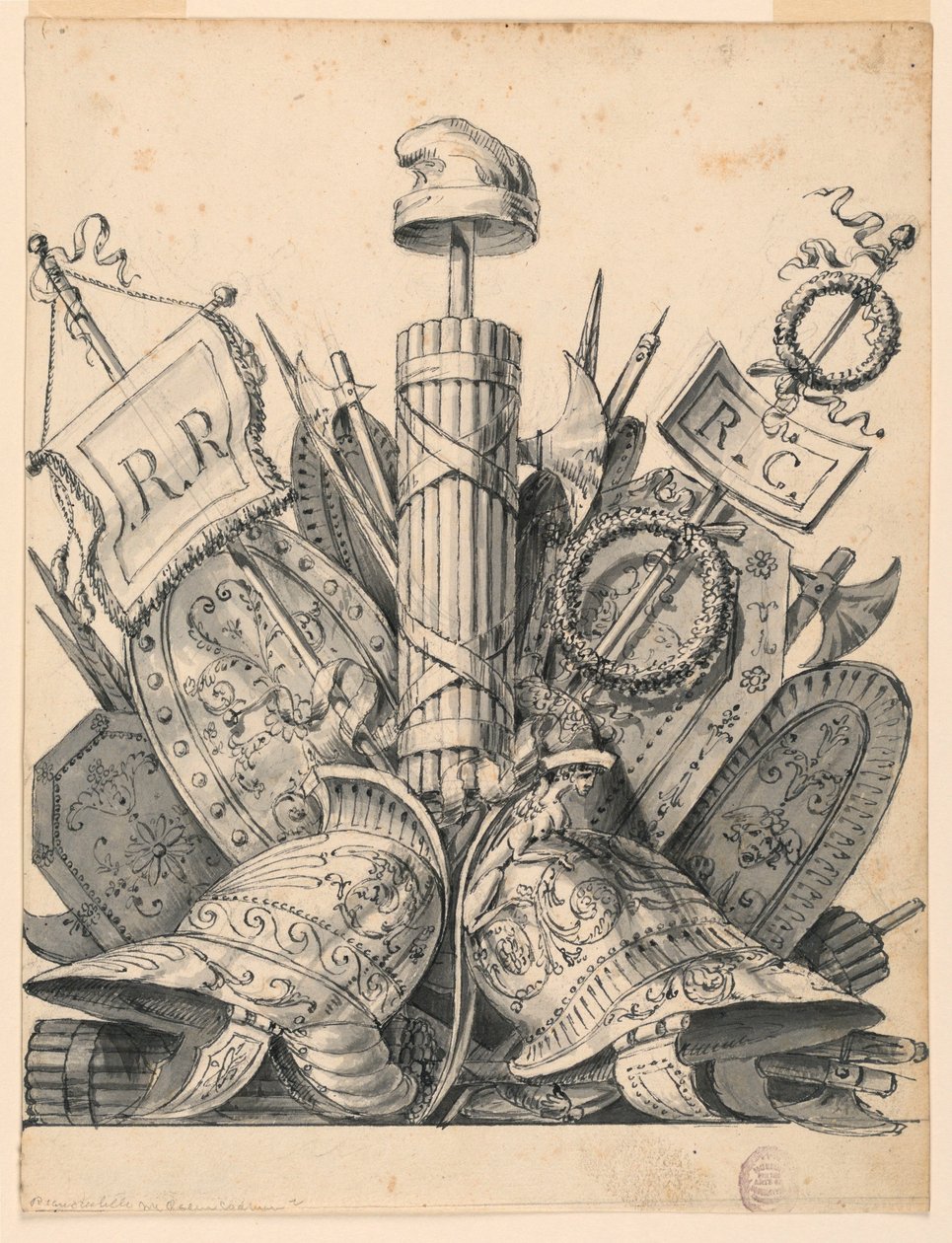 Dibujo, Trofeo de Armas, 1830-1850 de Romolo Achille Liverani
