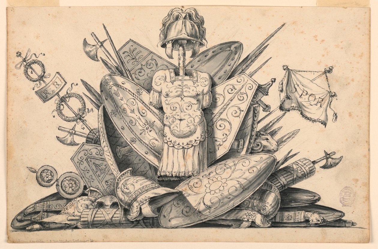 Dibujo, Trofeo de Armas, 1830-1850 de Romolo Achille Liverani