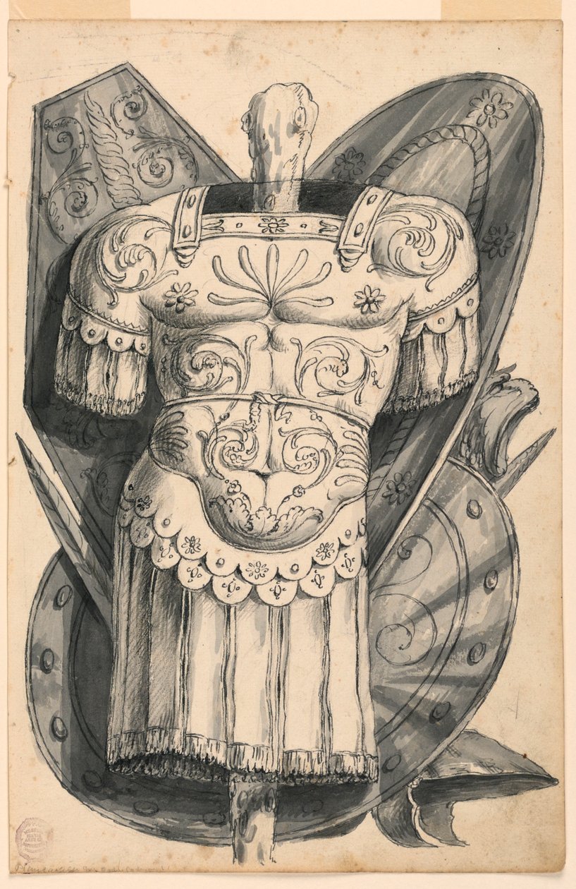 Dibujo, Trofeo con armas, 1830-1850 de Romolo Achille Liverani