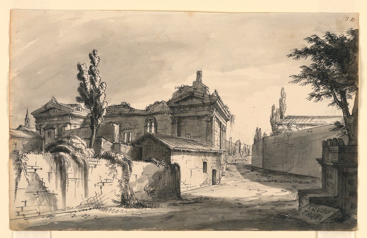 Diseño de escenario, edificios antiguos de Romolo Achille Liverani