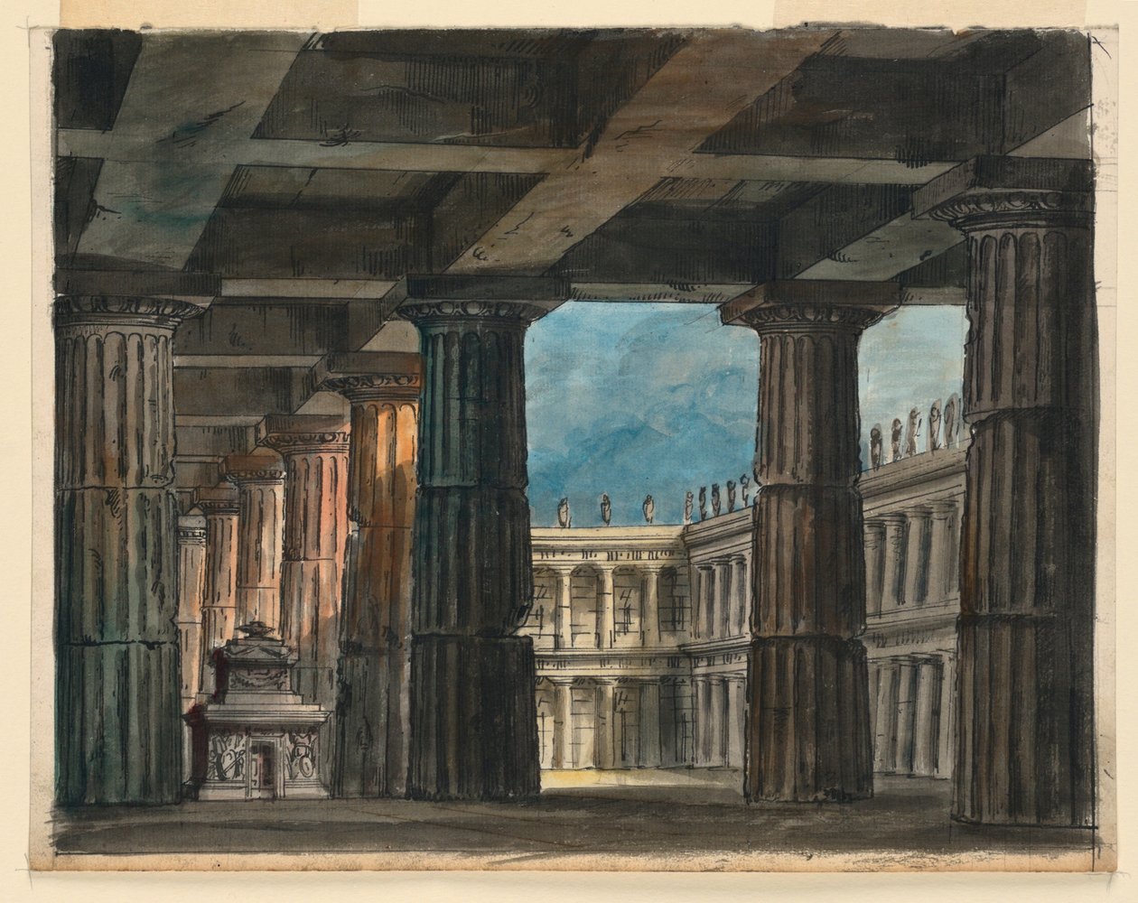 Diseño de Escenario, Logia Clásica y Patio de Romolo Achille Liverani