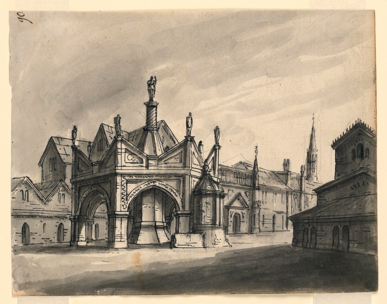 Diseño escénico, exterior de edificios góticos de Romolo Achille Liverani