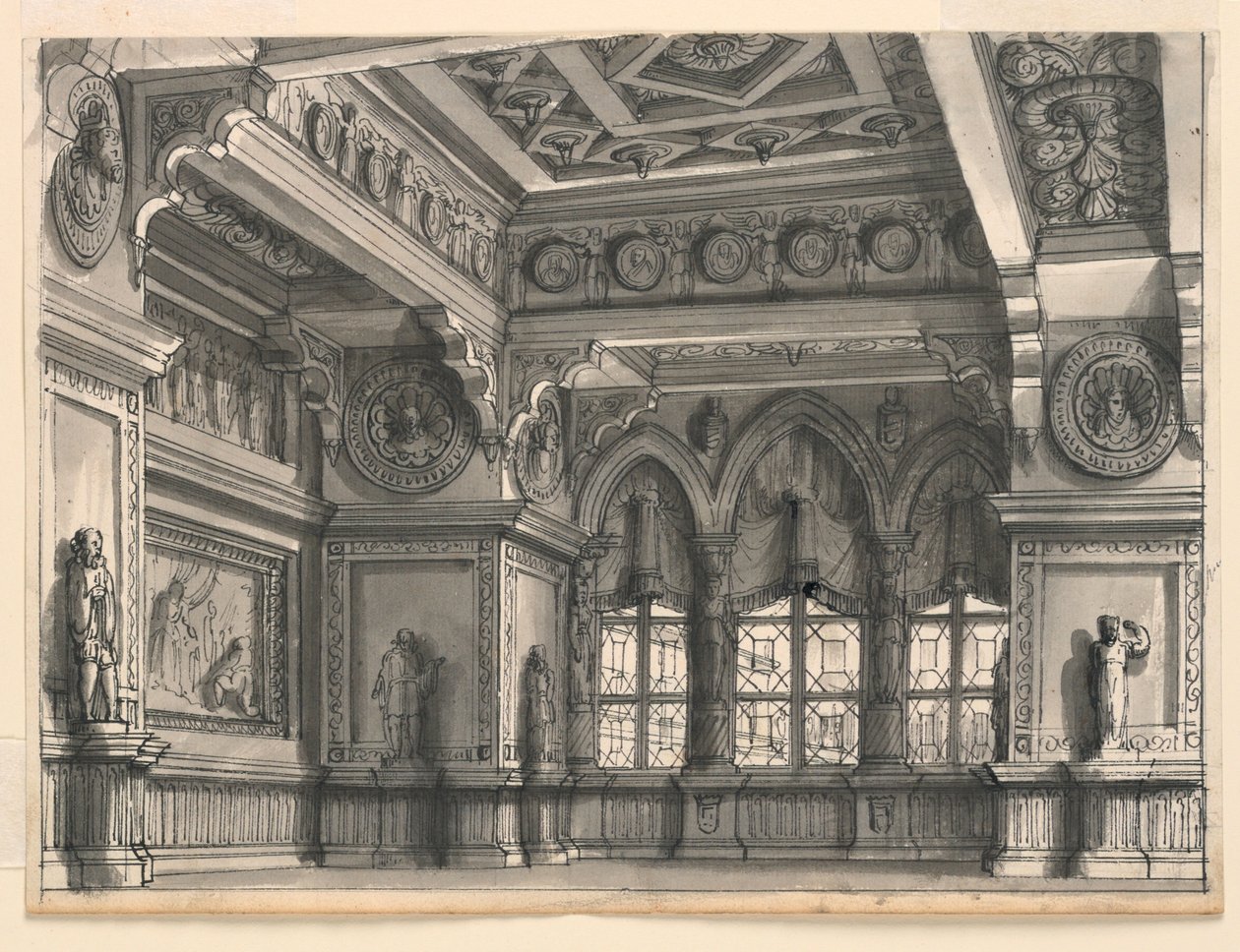 Diseño de escenario, habitación gótica de Romolo Achille Liverani