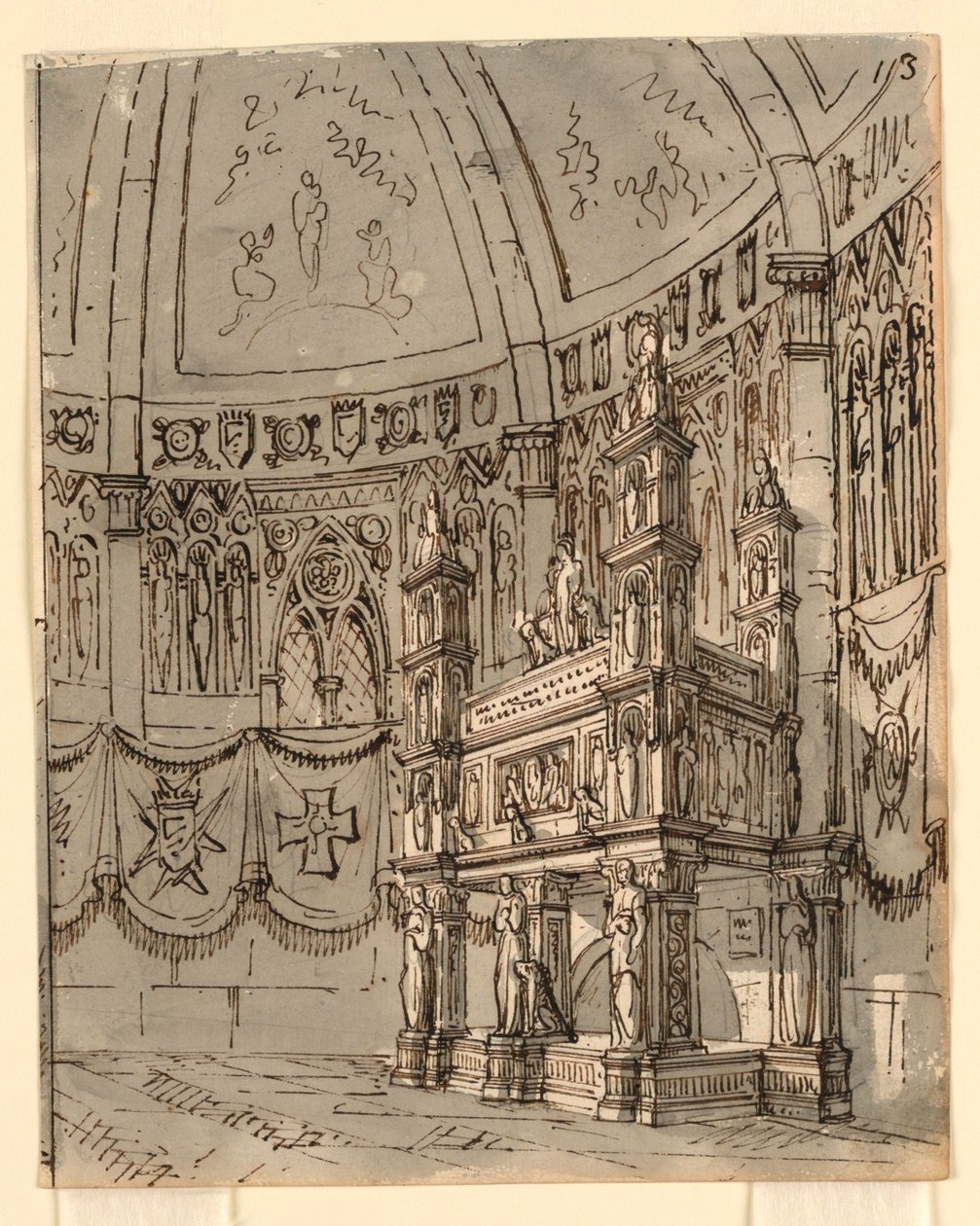 Diseño de escenario, Interior de iglesia gótica de Romolo Achille Liverani