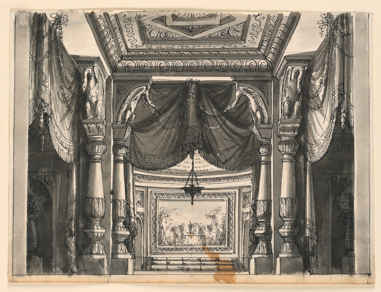 Diseño de escenario, interior de palacio oriental de Romolo Achille Liverani