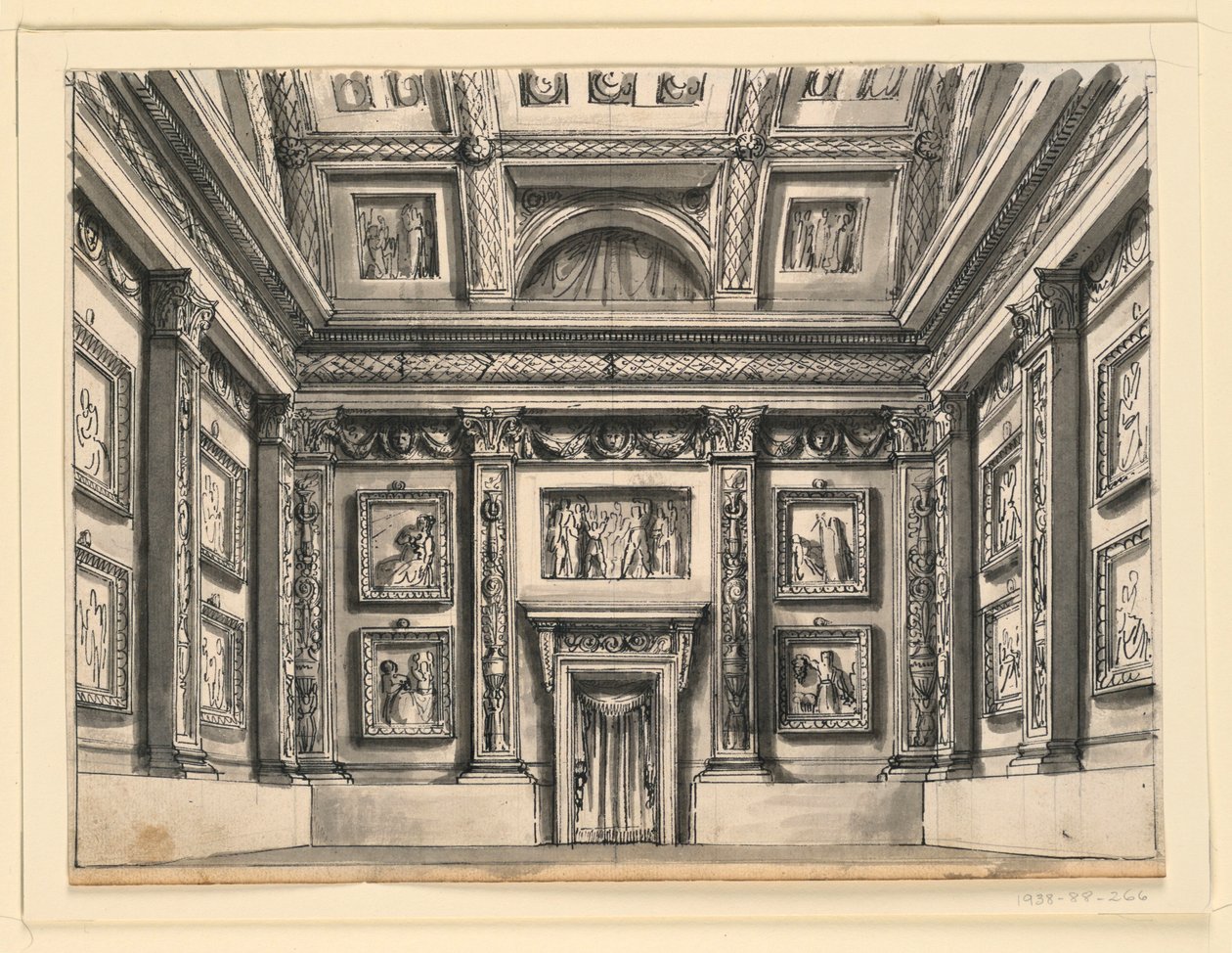 Diseño de escenario, interior del palacio de Romolo Achille Liverani