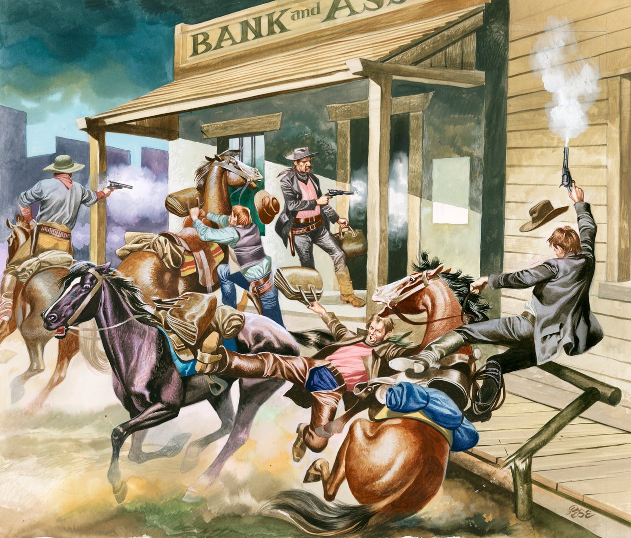 Atraco a un banco en el Salvaje Oeste. de Ron Embleton