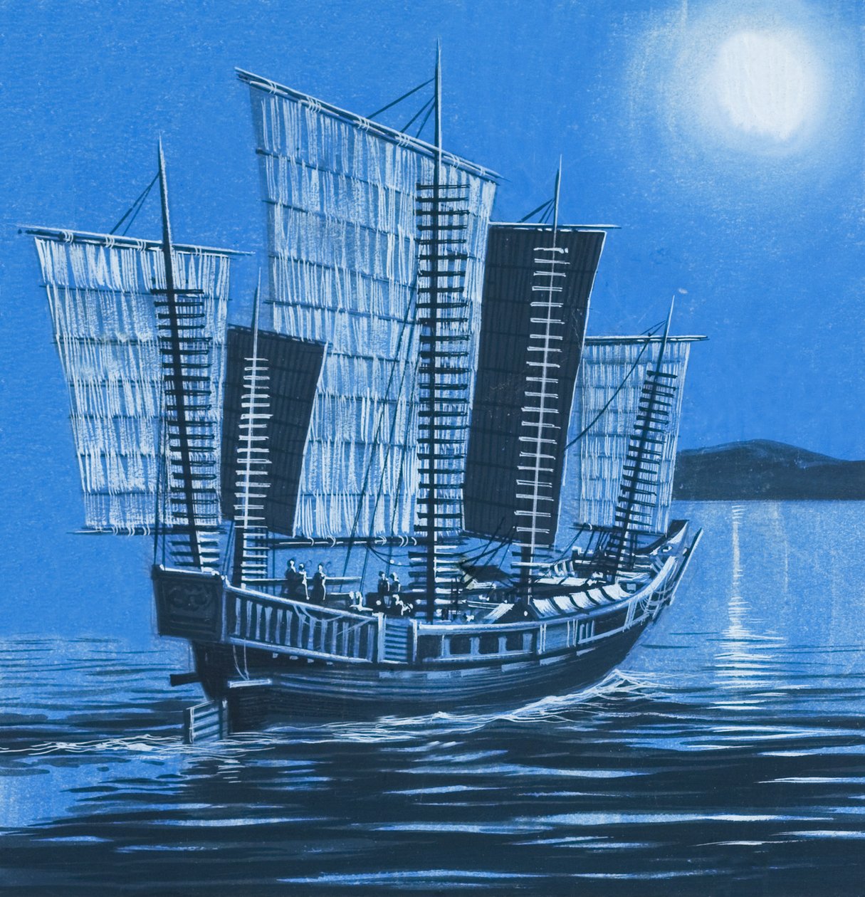 Barco chino (gouache sobre papel) de Ron Embleton