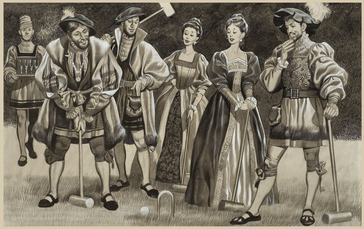 Francisco I (1494-1547) Jugando al croquet (gouache sobre papel) de Ron Embleton